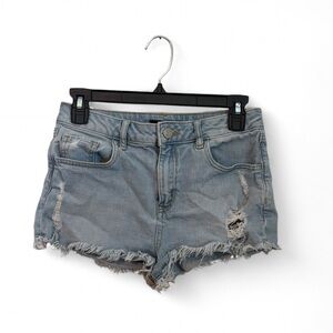 Refuge Light Blue Distressed Jean Shorts